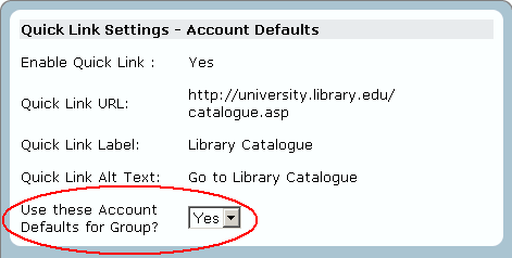 Scopus Quick Link Default Settings